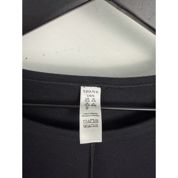 Spanx Shirt Women's L Black Oversized Scoop Neck Long Sleeve Tunic Top Stretch - Picture 3 of 5